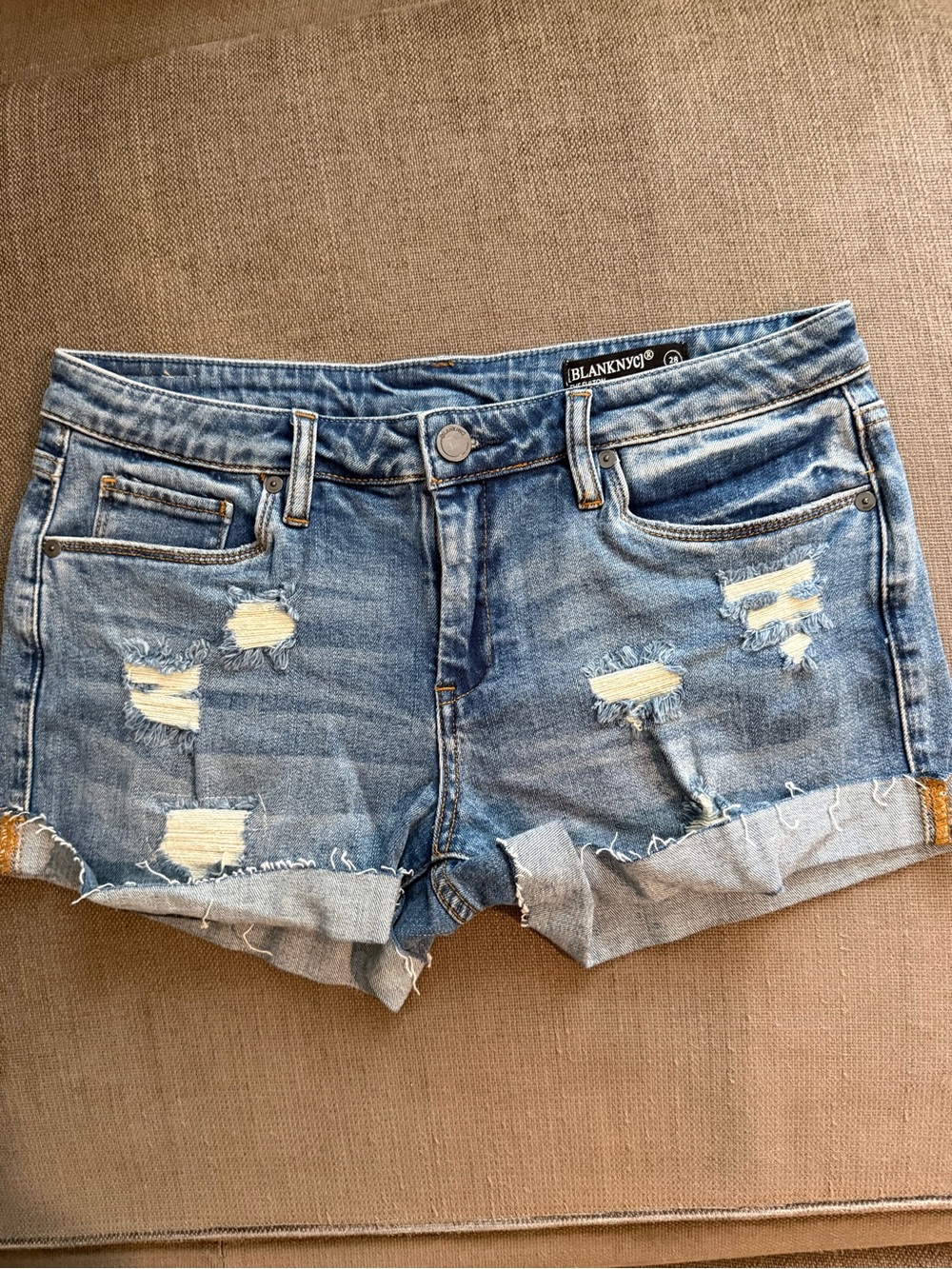 Blank NYC Light Blue Distressed Denim Cutoff Shorts